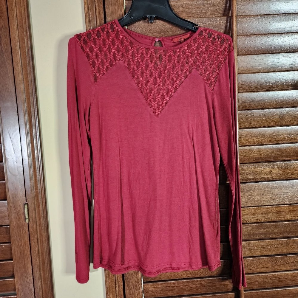 Red Fitted Ribbed Red Blouse